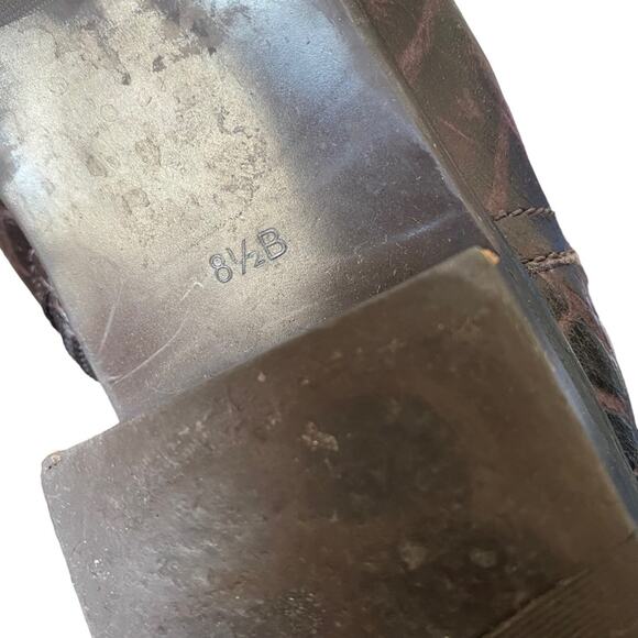 Talbots Brown Leather Croc Embossed Riding Horse Bit Boots size 8.5 - Picture 9 of 13